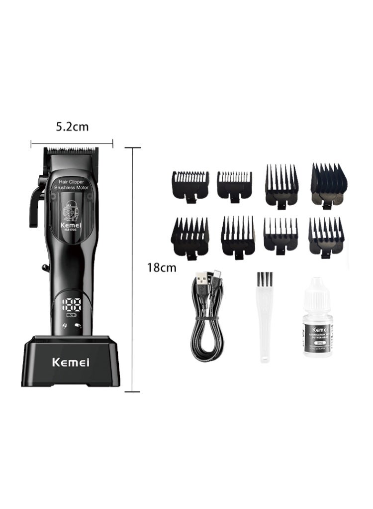 ماكينة الحلاقة الإحترافيه للصالونات KM-1766 بقاعدة شحن و شاشه ديجيتال و ثمانية أمشاط للتدريج تعمل حتى 200 دقيقه متواصلين - Image 5