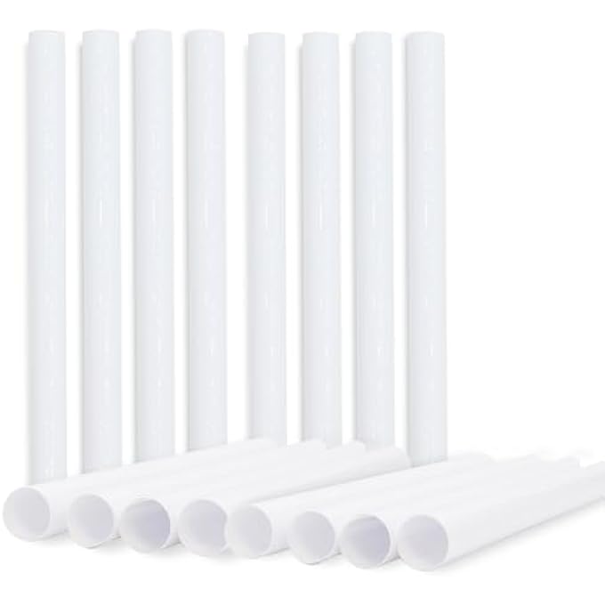 16 WHITE RADIATOR PIPE COVERS - SNAP ON 19.5CM PVC PIPE SLEEVES, EASY TO INSTALL RADIATOR SLEEVES (16) - Image 1