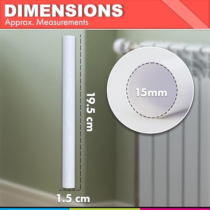 16 WHITE RADIATOR PIPE COVERS - SNAP ON 19.5CM PVC PIPE SLEEVES, EASY TO INSTALL RADIATOR SLEEVES (16) - Image 2