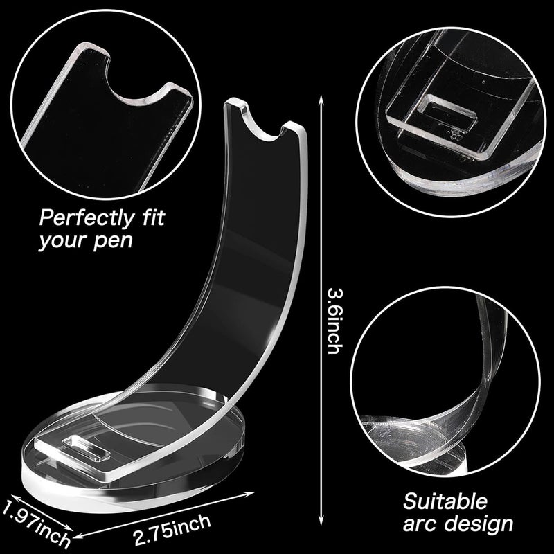 Spakon 2 Pieces Acrylic Pen Display Stand Clear Fountain Pen Holder Stand Makeup Brush Rack Organizer Desk Pencil Wand Holder Showcase for Home Office School or Store Use (Transparent) - Image 3