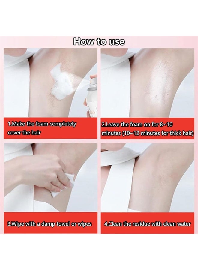 KINGYES بخاخ إزالة الشعر من Silky Beauty Body Leg Arm Underarm Hair Remover سهل الاستخدام للنساء والفتيات، رغوة إزالة الشعر بالفقاعات - Image 4