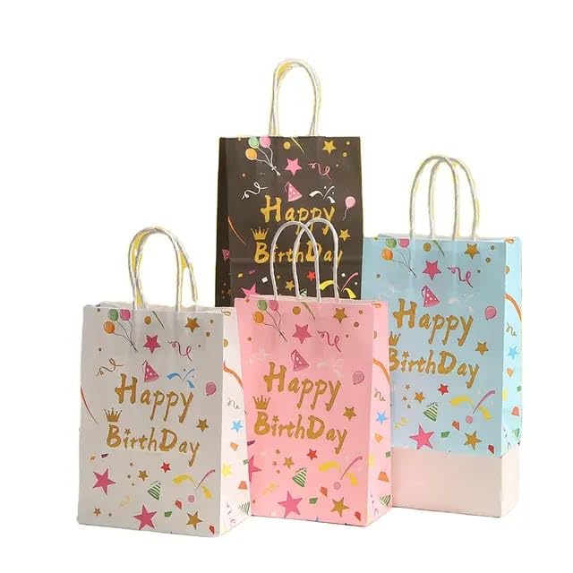 Generic Rich Decoration 6pcsHappy Birthday Printed Colorful Paper Bag with Handle 10.6x8.3x4.3 Inch Gift Paper Bags Wedding Holiday Decoration Party Supplies  - Image 4