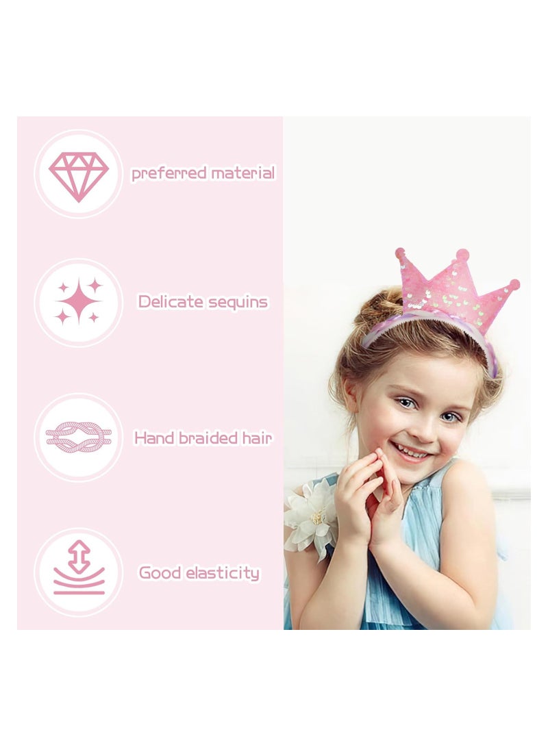KASTWAVE 5 Packs Princess Crown Headband for Girls, Princess Party Favor, Kids Birthday Party Favors, Sequin Cown Headband Accessories, Dress up Women's Birthday - Image 5