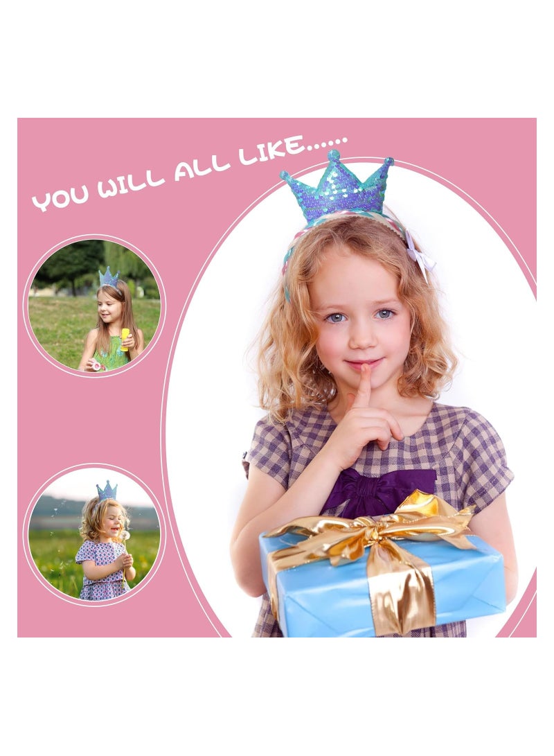 KASTWAVE 5 Packs Princess Crown Headband for Girls, Princess Party Favor, Kids Birthday Party Favors, Sequin Cown Headband Accessories, Dress up Women's Birthday - Image 2