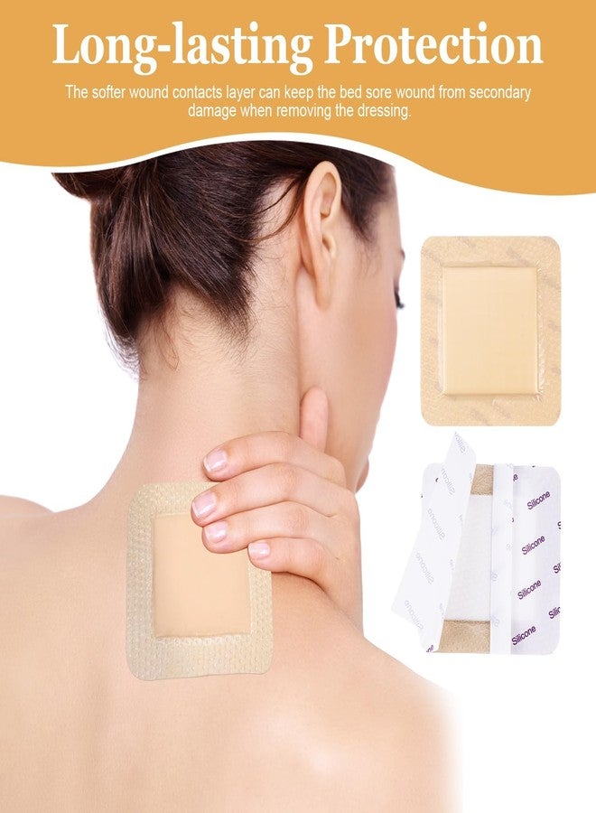 BCNJEPIN 4PCS Waterproof Bandage, Bed Sore Dressing, Silicone Foam Dressing 7.5x7.5cm Wound Dressing with Border Adhesive Waterproof Central Ultra Absorbent-Foam (1.7X 1.7Inch) Square Waterproof Silicone Wound Bandage - Image 4