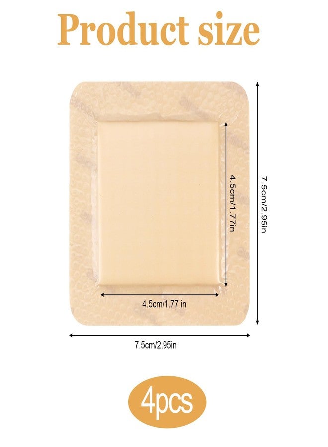 BCNJEPIN 4PCS Waterproof Bandage, Bed Sore Dressing, Silicone Foam Dressing 7.5x7.5cm Wound Dressing with Border Adhesive Waterproof Central Ultra Absorbent-Foam (1.7X 1.7Inch) Square Waterproof Silicone Wound Bandage - Image 2