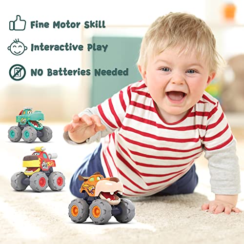 Woby Monster Truck Car Toys for 1218 Months Baby12 Birthday Gifts Toys3 Pack of Friction Powered Pull Back Animal Cars Vehicles - Image 5