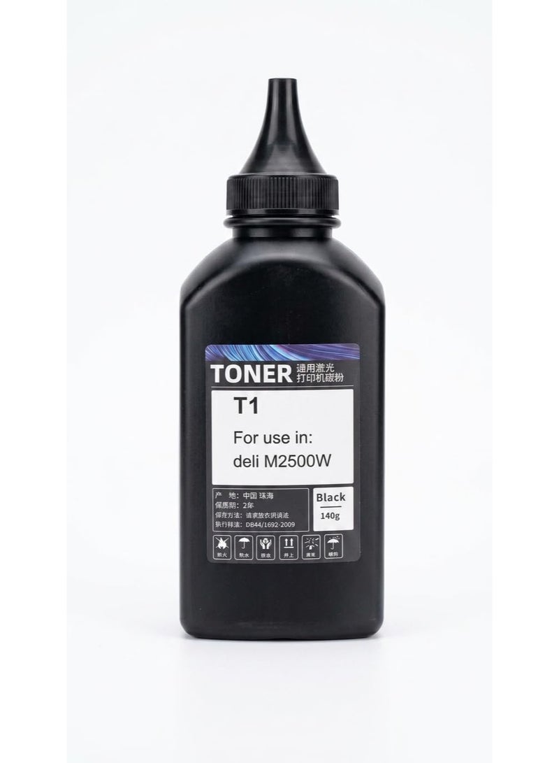 Deli T1 Black Toner Powder Refill 140g compatible with Deli M2500W | 5000 Page Yield, Precision Nozzle Tip, Laser Printer Refill, Sharp Text & Graphics, A4 Media Support - Image 1
