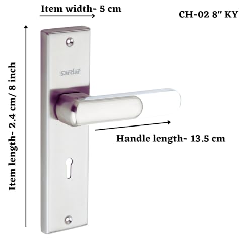 Sardar CH-02 8 Inch Stainless Steel Main Door Lock Set - Single Turn Lock & 2 Keys/Mortice Lock for Home/Office/Hotel - Image 2