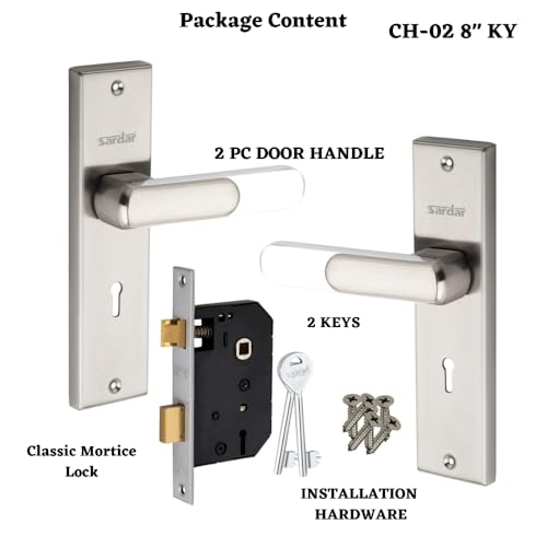 Sardar CH-02 8 Inch Stainless Steel Main Door Lock Set - Single Turn Lock & 2 Keys/Mortice Lock for Home/Office/Hotel - Image 3