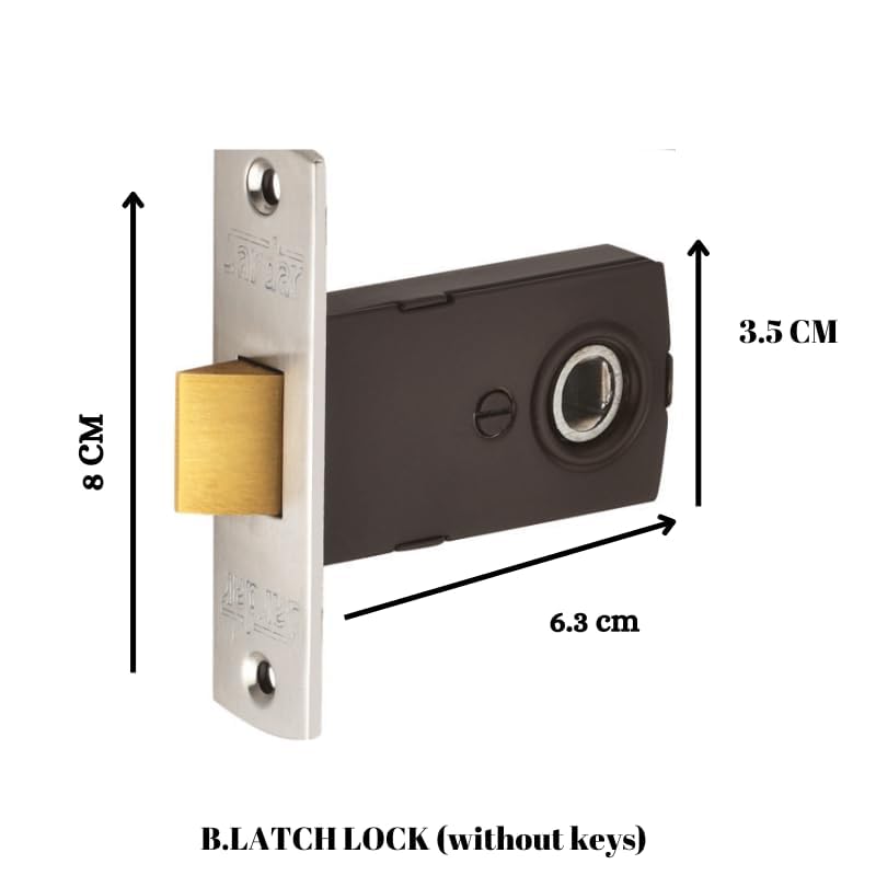 SARDAR Square 5" Stainless Steel Iron Bathroom Door Handle Set with Keyless Baby Latch/Tower Bolt/Push to Close Latch, Pull Handle - Image 4