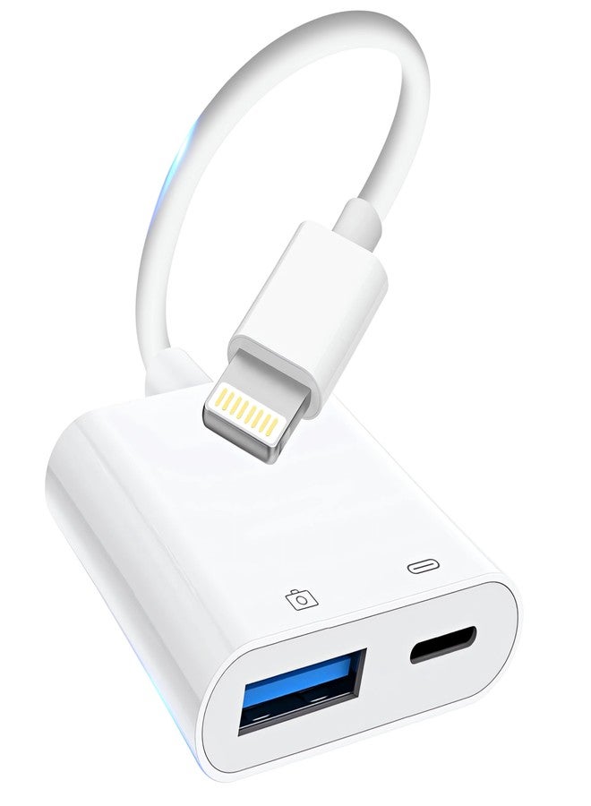 محول كاميرا Denlane Lightning إلى USB لأجهزة iPhone، [معتمد من Apple MFi] محول USB 3.0 أنثى لأجهزة iPad مع منفذ شحن، محول OTG يعمل بتقنية التوصيل والتشغيل، يدعم قارئ البطاقات، محركات أقراص USB المحمولة، لوحة المفاتيح - Image 1