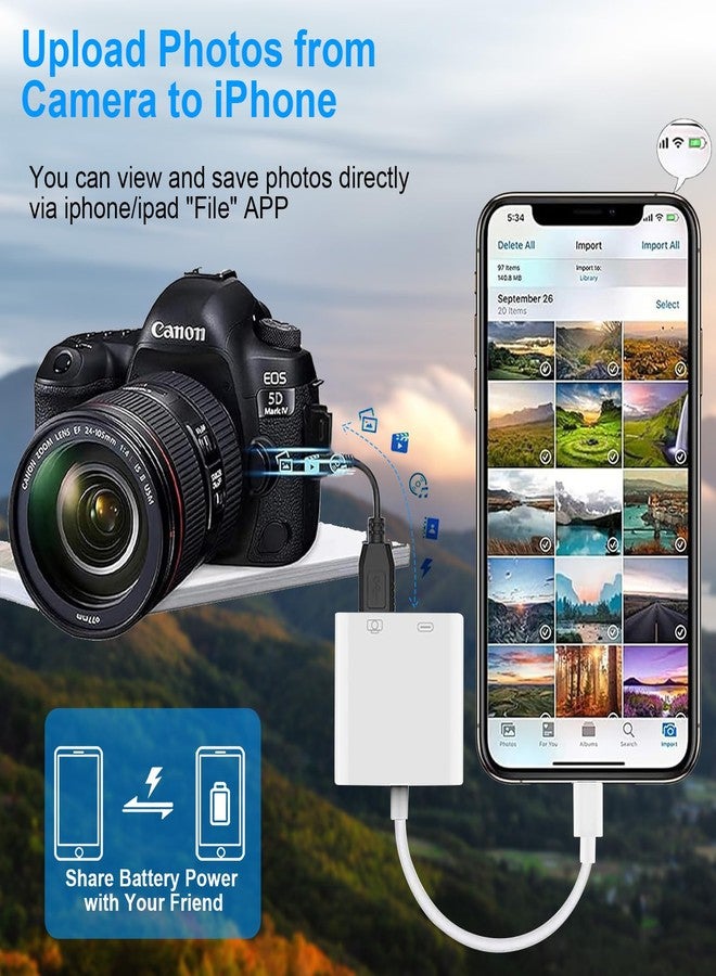 محول كاميرا Denlane Lightning إلى USB لأجهزة iPhone، [معتمد من Apple MFi] محول USB 3.0 أنثى لأجهزة iPad مع منفذ شحن، محول OTG يعمل بتقنية التوصيل والتشغيل، يدعم قارئ البطاقات، محركات أقراص USB المحمولة، لوحة المفاتيح - Image 5