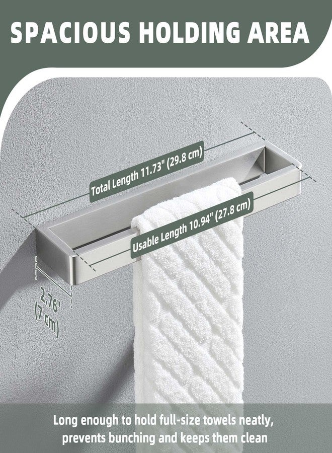 APLusee Towel Holder Brushed Nickel 304 Stainless Steel, Rustproof & Heavy-Duty, 11.7 Inches Secure Wall Mounted bar, Ideal for Hand Towels & Bath Towels - Image 5