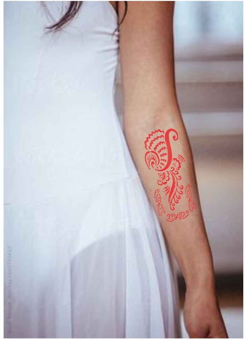 Golecha - Henna Mehndi Stencil/Templates Temporary Tattoo Kit, Self Adhesive Mehndi Sticker-black/cherry Mehandi cube with 3 Sticker-(2 Mehendi cube Black and cherry with 3 Tattoo Stickers.) - Image 1