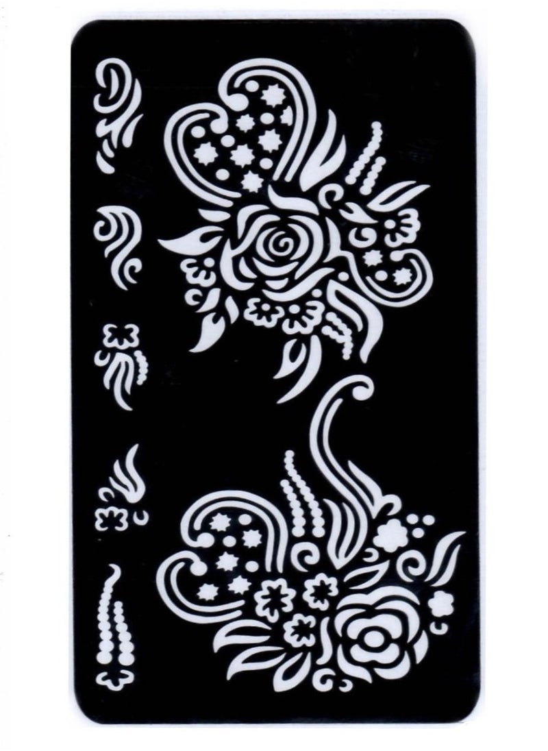 Golecha - Henna Mehndi Stencil/Templates Temporary Tattoo Kit, Self Adhesive Mehndi Sticker-black/cherry Mehandi cube with 3 Sticker-(2 Mehendi cube Black and cherry with 3 Tattoo Stickers.) - Image 1