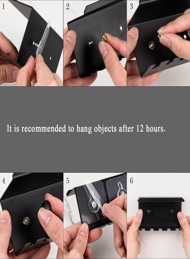 Linkidea Wall Mounted Toothbrush Holder for Shower, Aluminum Self-Adhesive 5 Slots Tooth Brush and Toothpaste Organizer Hanger Compatible with Colgate Extra Clean, Oral-B CrossAction (Black) - Image 5