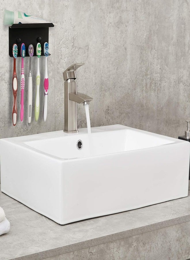 Linkidea Wall Mounted Toothbrush Holder for Shower, Aluminum Self-Adhesive 5 Slots Tooth Brush and Toothpaste Organizer Hanger Compatible with Colgate Extra Clean, Oral-B CrossAction (Black) - Image 4