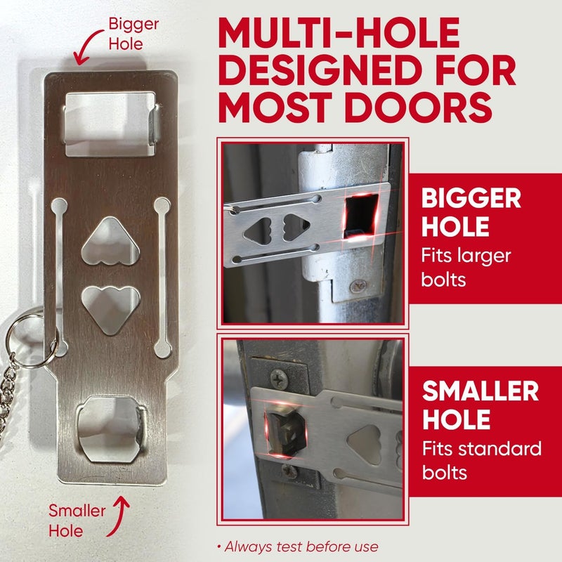 Moneek's Hardware Portable Door Lock Extra Security Essential Safety & Privacy Travel Lockdown, Prevent Entry Stopper, Protect Family While Traveling Home Bedroom Hotel Apartment College (1 Red) - Image 3