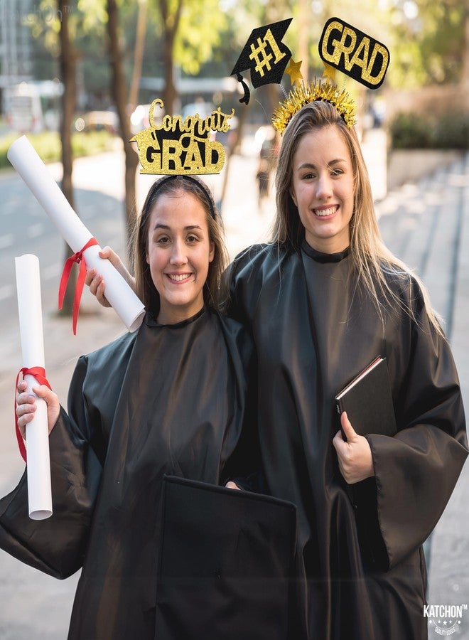KatchOn, Congrats Grad Graduation Cap Headband - Pack of 6 | Felt Graduation Headbands, Graduation Decorations 2025 Black and Gold | Headband for Graduation Cap | Graduation Party Favors 2025 - Image 5