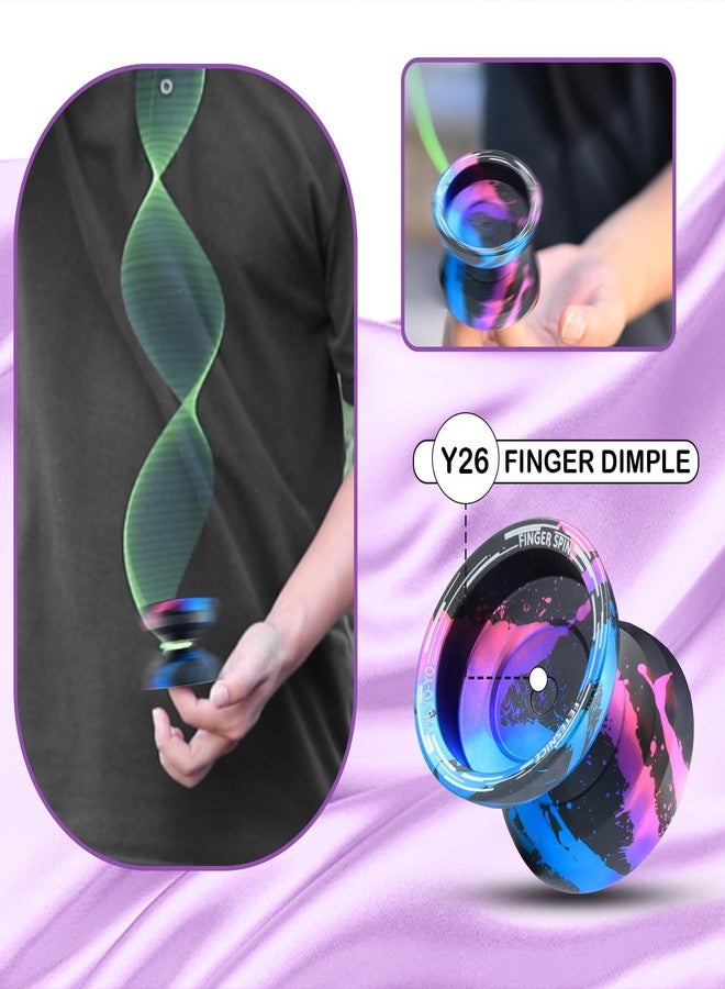 FETESNICE Y26 Professional Butterfly Yo-Yo - Dual Mode Responsive/Unresponsive Finger Spin Yoyo for Kids, Adults & Competition Players | Pro Yo-Yo with 10 Strings + Case & Gloves（Black Blue Pink） - Image 2