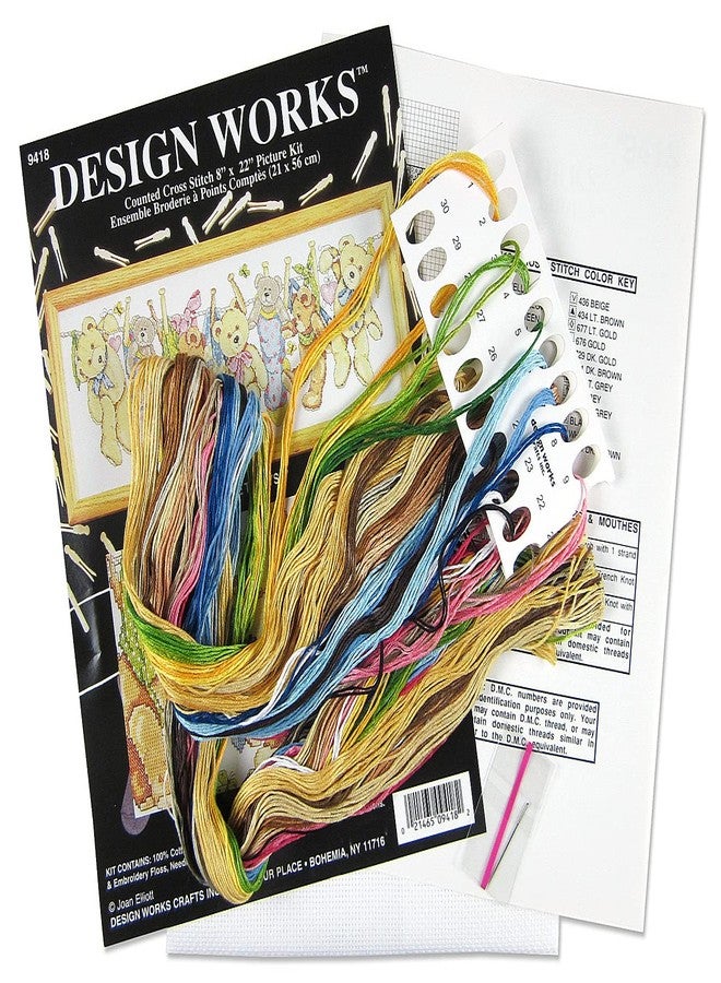 DesignWorks Ink Design Works Crafts On The Line Teddies Counted Cross Stitch Kit, Brown - Image 3