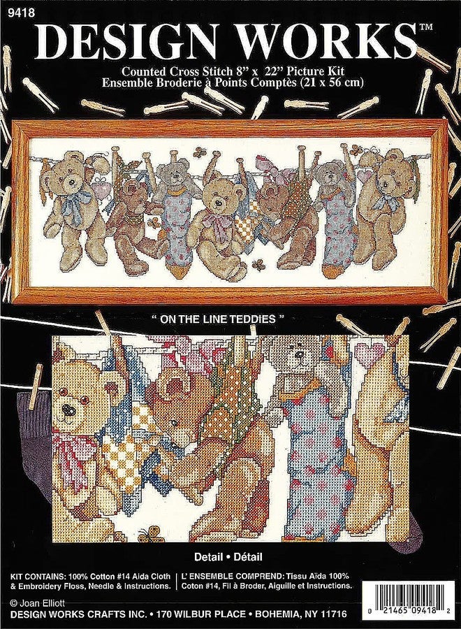 DesignWorks Ink Design Works Crafts On The Line Teddies Counted Cross Stitch Kit, Brown - Image 2