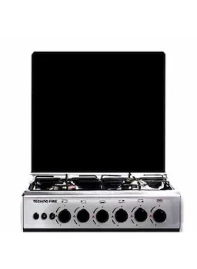 Techno Fire Gas Cooker, 4 Burners, 55 x 55 cm, TF80SG - Silver - Image 2