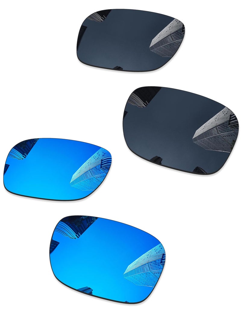 Combine8 2 Pairs Ploarized Replacement Lenses for Oakley Jupiter Squared OO9135/Jupiter Carbon OO9220 Sunglasses - Black + Ice Blue - Image 1