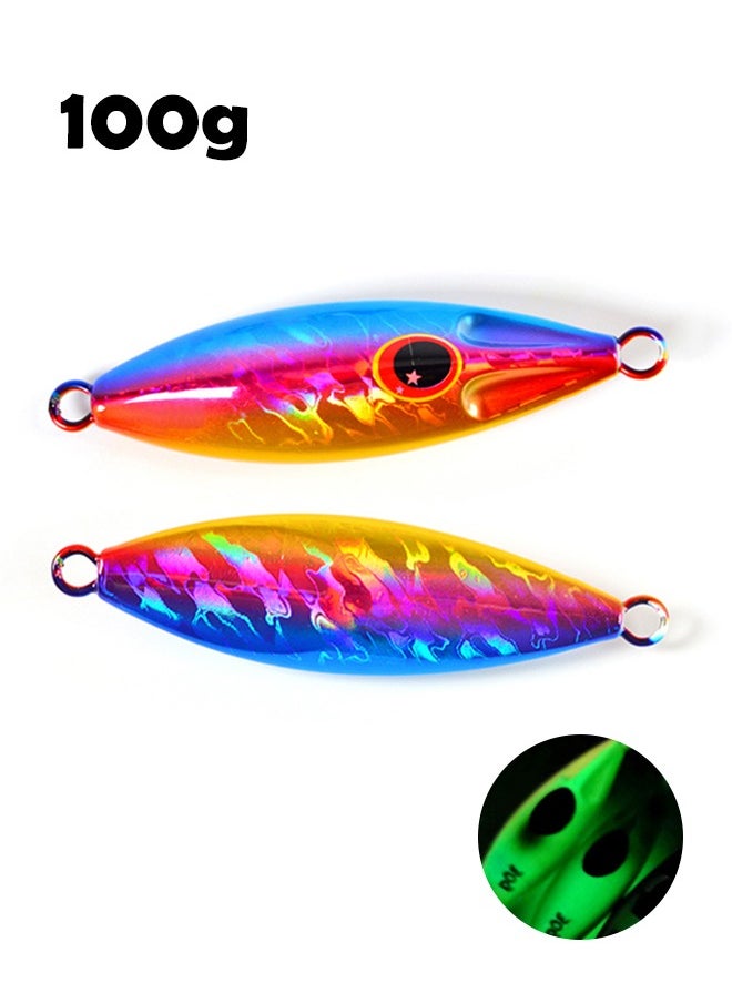 Beauenty 1 PC Slow Fall Pitch Fishing Lures Sinking Lead Metal Flat Jigs Jigging Baits for Saltwater Fishing (100g)  - Image 1