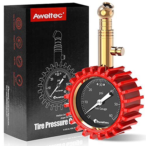 AWELTEC Tire Pressure Gauge 0-60 PSI - Heavy Duty Tire Gauge High Accurate with Large 2 Inch Easy to Read Glow Dial, Low – High Tire Gauge for Car, SUV & Truck Tires - Image 1