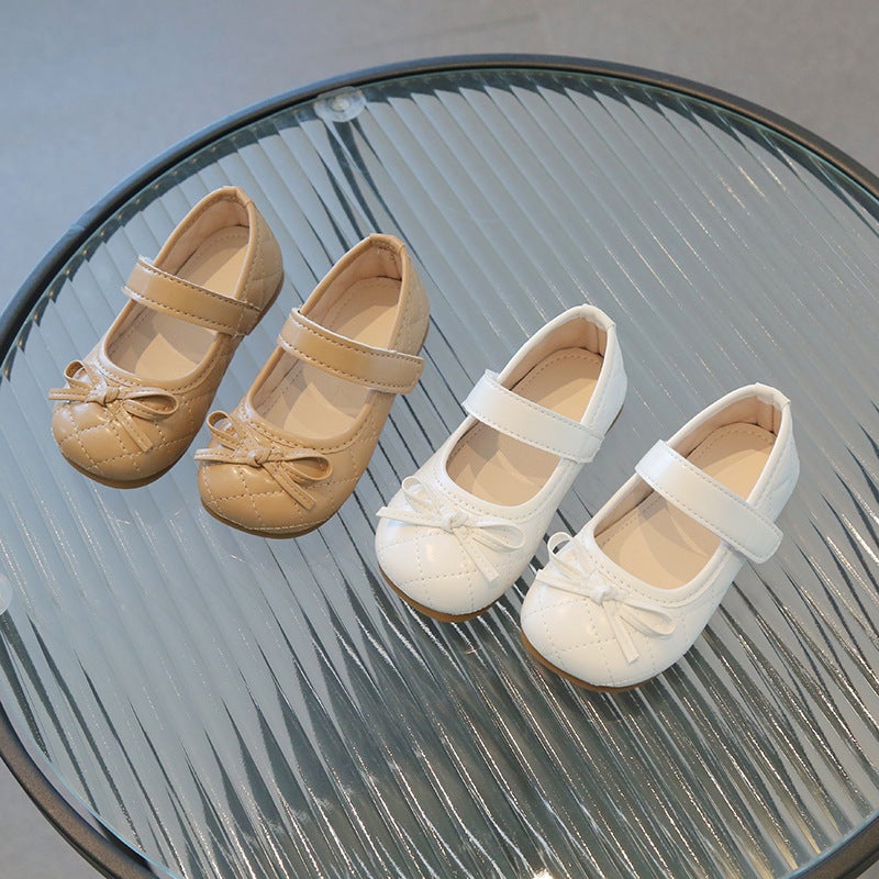 2025 Spring New Bowknot Girls' Princess Shoes Korean Version Soft Sole Velcro Children'S Leather Shoes Casual Baby Shoes - Image 4