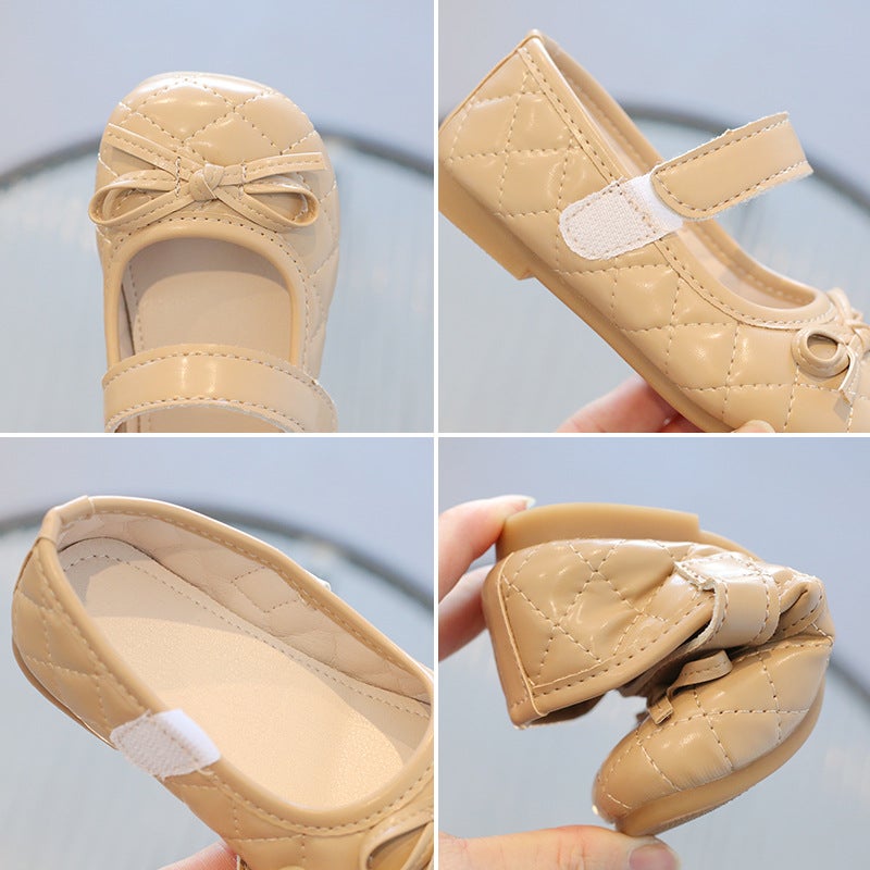 2025 Spring New Bowknot Girls' Princess Shoes Korean Version Soft Sole Velcro Children'S Leather Shoes Casual Baby Shoes - Image 5