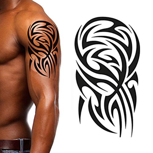 Weekend Tattoos 4 Pack Stick on black temporary tattoo maui tribal body art sticker transfer for arms shoulder aztec polynesian samoan hawaiian for adult men and women (4 x all tribal tattoo designs) - Image 3