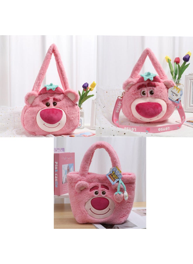 Disney Genuine Strawberry Bear Berry Day Happy Shoulder Bag Cute Handbag Autumn And Winter Plush Schoolbag Gift-Color:29*12*23cm Strawberry Bear "berry" Day Happy Tote Bag-Height:See Description Of Color - Image 2