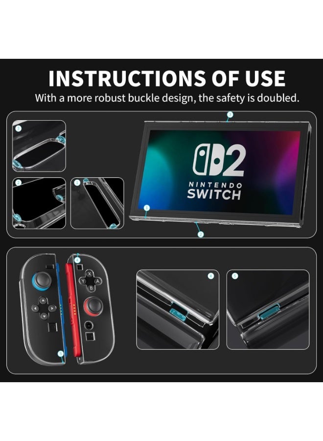 Dockable Case for Nintendo Switch 2 2025, TPU Grip Protective Cover Accessories Compatible with Switch 2 7.9 Inch and Quick-Release Joy-Con Design（Clear)  - Image 5