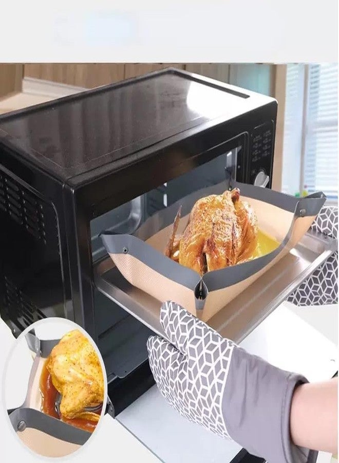 RUNZI 2 Pcs Silicone Fiber Baking Mat with Buckle,Corner Clip for Leak Proof Baking Pan or Unclip for Flat Baking Sheet Liner, Oven Liner (30X21cm,42x29.5cm) BPA-Free and Non-Stick - Image 3