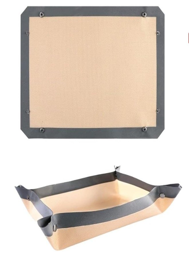 RUNZI 2 Pcs Silicone Fiber Baking Mat with Buckle,Corner Clip for Leak Proof Baking Pan or Unclip for Flat Baking Sheet Liner, Oven Liner (30X21cm,42x29.5cm) BPA-Free and Non-Stick - Image 1