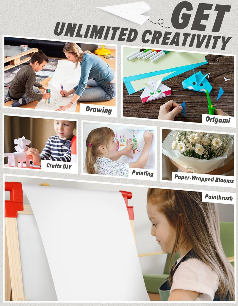 Joyooss Easel Paper Roll, Drawing Art Paper Roll for Kids 16” x 984” (82’) 2 Pack Painting Roll of Paper Kid Art and Craft Coloring White Paper for Kids Wrapping Gift Activity - Image 5