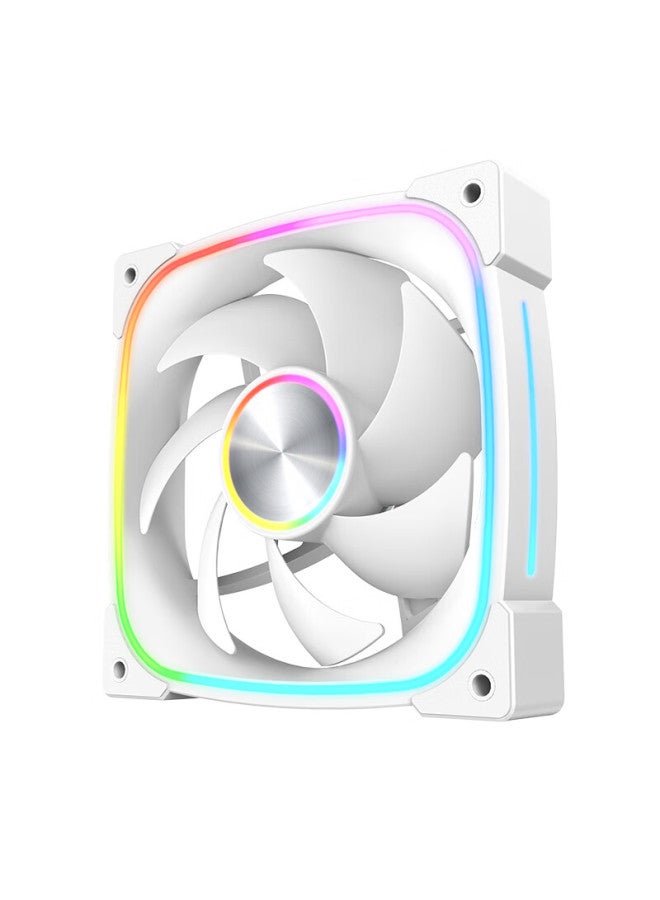 Play Jia Wanjia Xingji White Forward Airflow Fan, 12cm Case Cooling Fan, Synchronized Light, 5v 3-pin Argb, Pwm Temperature-controlled Speed Adjustment - Image 1