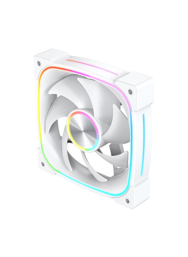 Play Jia Wanjia Xingji White Forward Airflow Fan, 12cm Case Cooling Fan, Synchronized Light, 5v 3-pin Argb, Pwm Temperature-controlled Speed Adjustment - Image 3