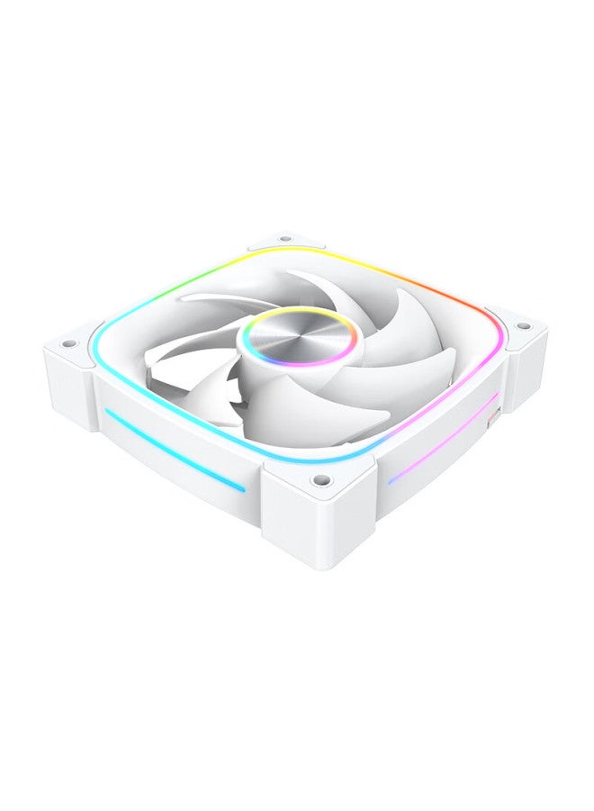 Play Jia Wanjia Xingji White Forward Airflow Fan, 12cm Case Cooling Fan, Synchronized Light, 5v 3-pin Argb, Pwm Temperature-controlled Speed Adjustment - Image 4