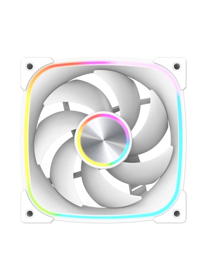 Play Jia Wanjia Xingji White Forward Airflow Fan, 12cm Case Cooling Fan, Synchronized Light, 5v 3-pin Argb, Pwm Temperature-controlled Speed Adjustment - Image 5