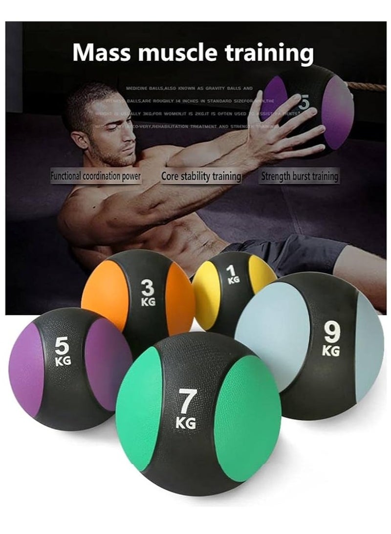Spall 1Kg Fitness Weighted Medicine Balls Handheld Rubber Med for Core Balance Ab Workout Equipment Home Gym Exercise Weights, Core Strength Training Wall Balls, Home Gym Workout Exercise Balls - Image 2