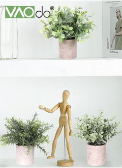 VAOdo 3 Pack Mini Potted Fake Plants Rosemary Bean Leaf Eucalyptus Artificial Plastic Plants for Bathroom Shelf Home Office Desk Table Decor Indoor  - Image 3
