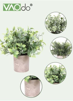 VAOdo 3 Pack Mini Potted Fake Plants Rosemary Bean Leaf Eucalyptus Artificial Plastic Plants for Bathroom Shelf Home Office Desk Table Decor Indoor  - Image 5