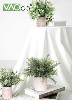 VAOdo 3 Pack Mini Potted Fake Plants Rosemary Bean Leaf Eucalyptus Artificial Plastic Plants for Bathroom Shelf Home Office Desk Table Decor Indoor  - Image 4