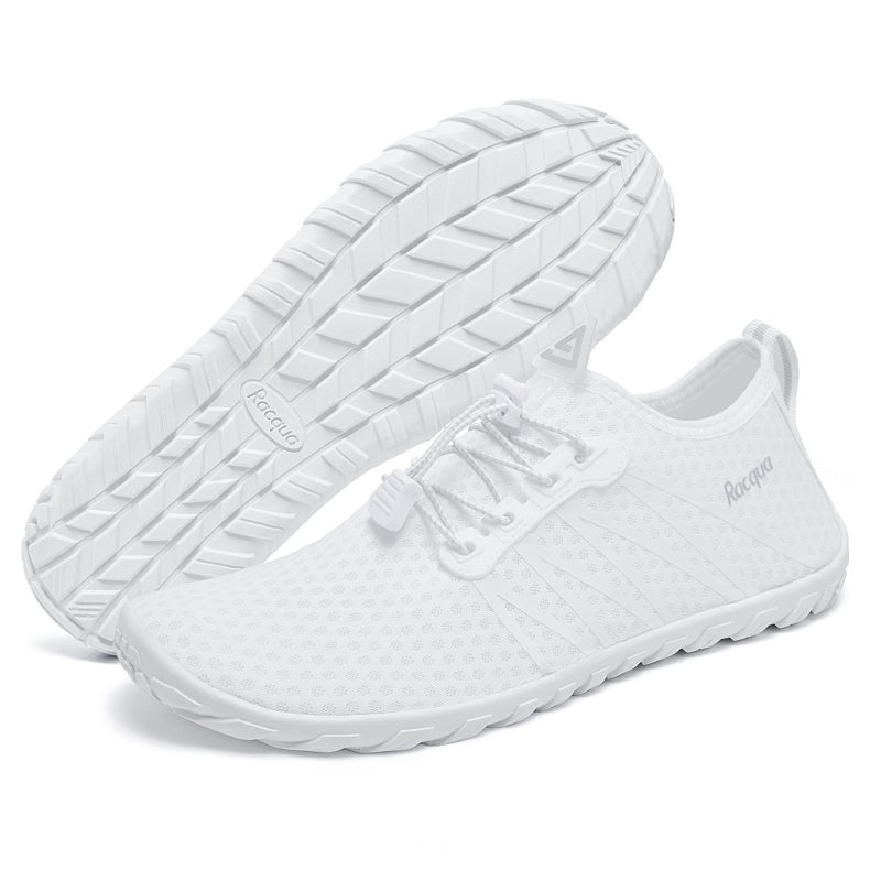 Racqua Men&Women Water Shoes Breathable Barefoot Pool Shoes Outdoor Windsurfing Beach Volleyball Sailing Beach Swim Shoes White 7 Women/6 Men - Image 3