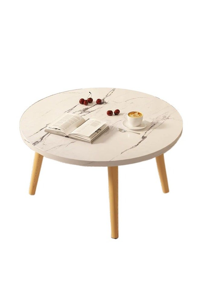 Gasara Modern Round Coffee Table with Marble Pattern - 60cm*40cm - Image 1