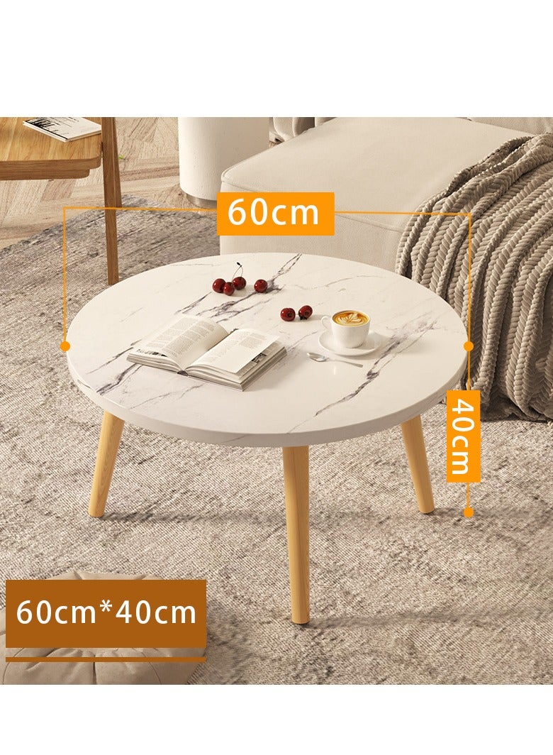 Gasara Modern Round Coffee Table with Marble Pattern - 60cm*40cm - Image 2